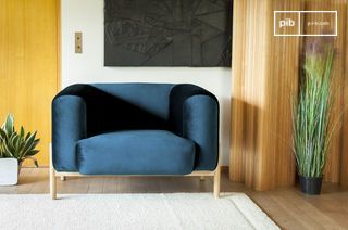 Poltrona in velluto blu Viela