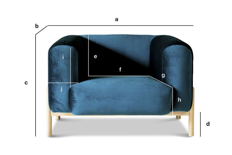Dimensioni del prodotto Poltrona in velluto blu Viela