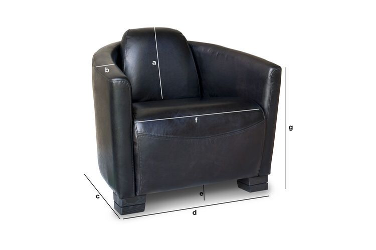 Dimensioni del prodotto Poltrona in pelle nera Red Baron