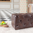 Pouf Chesterfield in pelle scuro