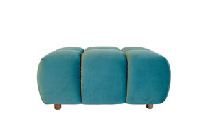Pouf en velours bleu canard Atoll