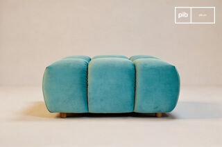 Pouf en velours bleu canard Atoll