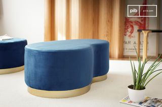 Pouf haricot deux places bleu