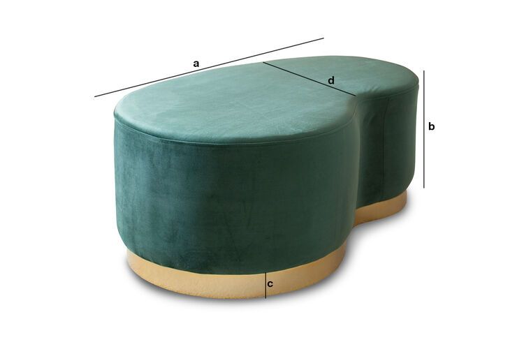 Dimensioni del prodotto Pouf a forma di fagiolo in velluto verde per due persone Dallas