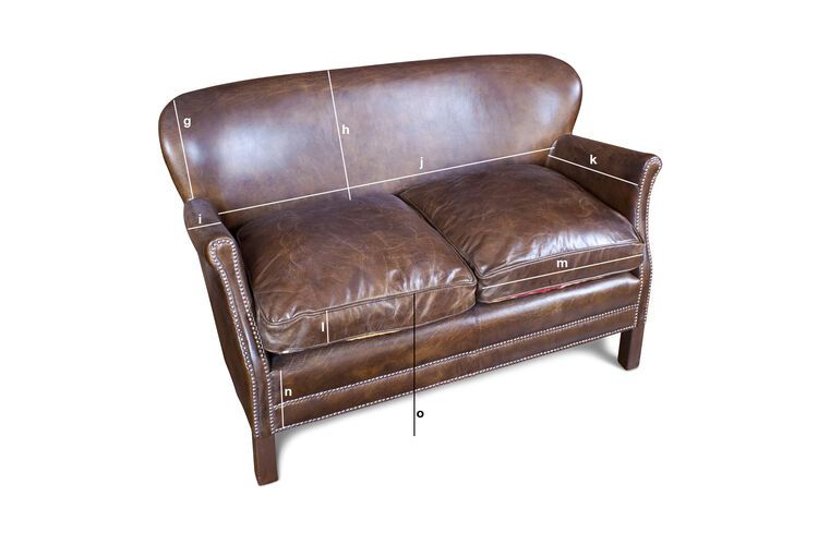 Produktdimensionen 2-Sitzer Sofa des Professors aus Haselnussleder Turner