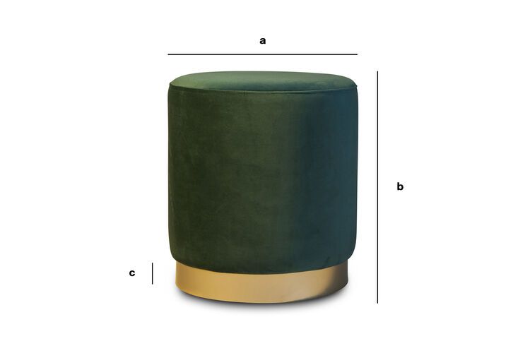 Dimensiones del producto Puf de latón y terciopelo verde Dallas