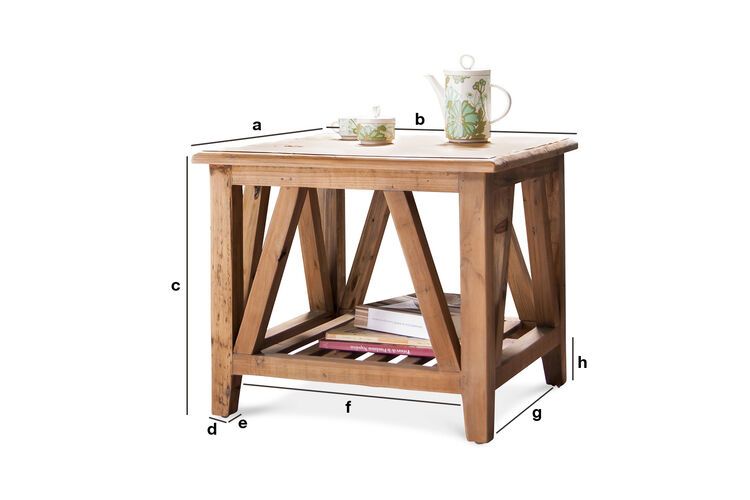 Produktdimensionen Quadratischer Massivholz-Couchtisch Cadynam
