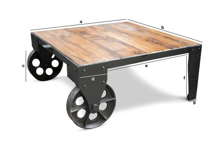 Productafmetingen Houten salontafel Railway