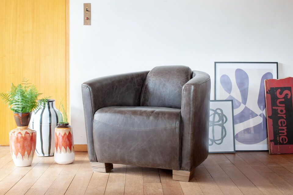 Fauteuil van chocolade leer Red Baron