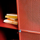 Detail of the spherical handle on a mesh panel.