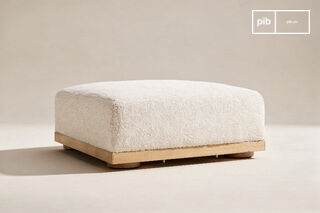 Repose-pied en tissu bouclé crème Dune