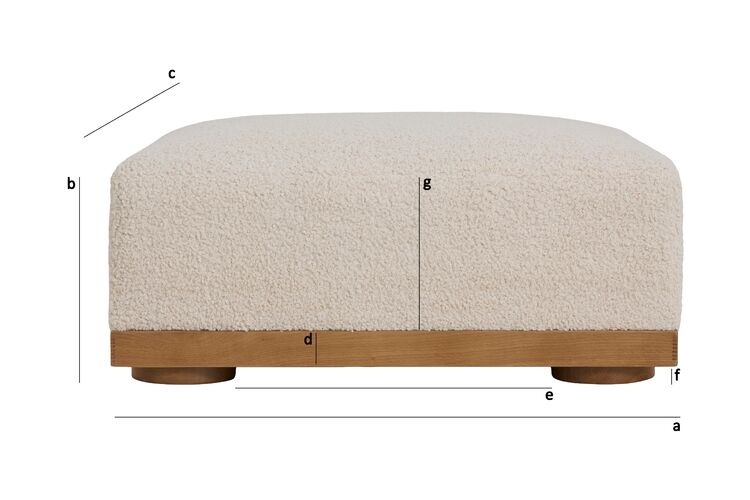 Dimensions du produit Repose-pied en tissu bouclé crème Dune
