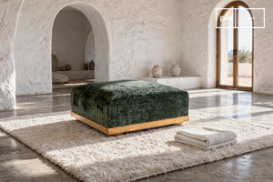 Repose-pied en velours vert Dune