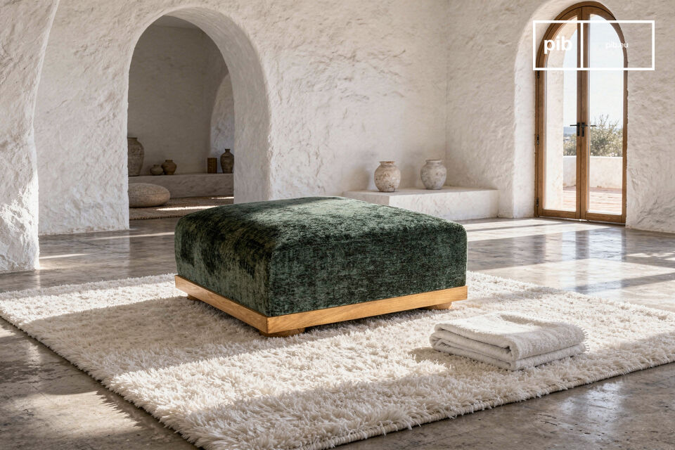 Repose-pied en velours vert Dune