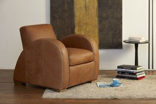 Camel leather club armchair Rockefeller