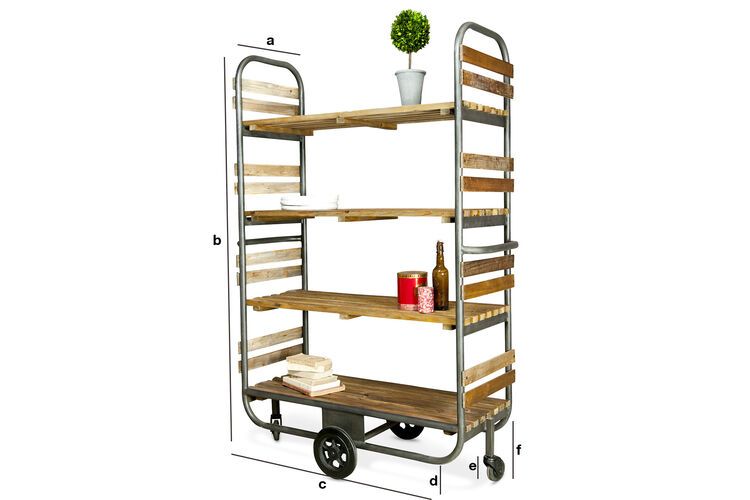 Produktdimensionen Holzregal mit Rädern Brooklyn