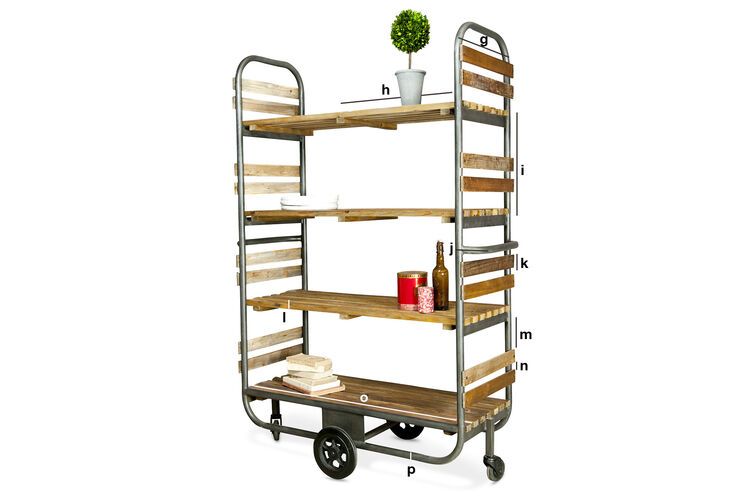 Produktdimensionen Holzregal mit Rädern Brooklyn