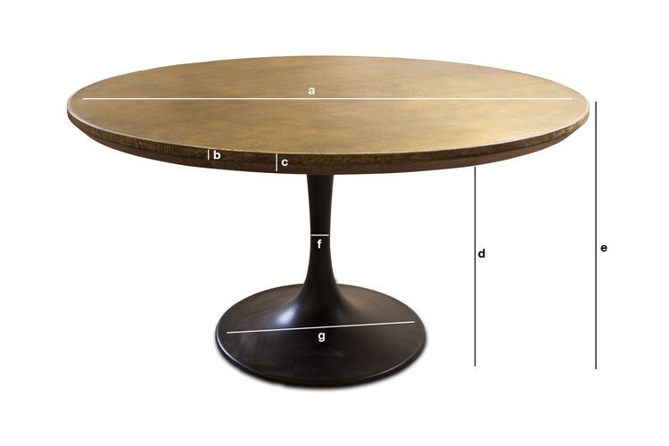 Productafmetingen Ronde messing tafel Liverpool
