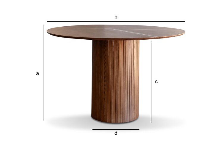 Productafmetingen Ronde tafel van hout in notenkleur voor 6 personen Ligna
