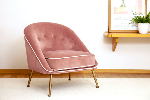 Roze fluwelen fauteuil Barnolomeo