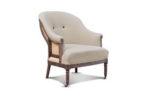Almond linen and cotton round armchair Léonie