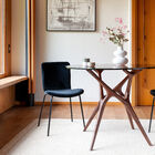 Round glass table with dark solid ash for 4 people Sylvae