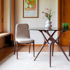 Round glass table with dark solid ash for 6 people Sylvae