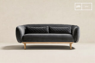 Runder 3-Sitzer Sofa aus grauem Samt Olson