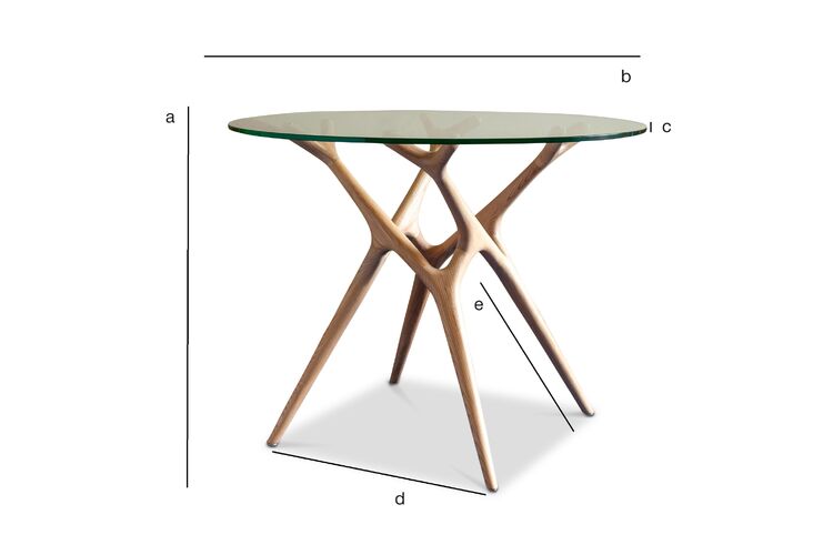 Produktdimensionen Runder Glastisch mit hellem Massiv-Eschenholz für 4 Personen Sylvae