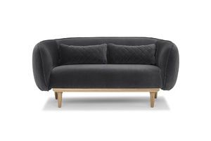 Rundes Sofa aus grauem Samt Olson