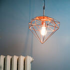 Beautiful copper suspension with geometric lines.