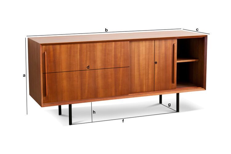 Productafmetingen Scandinavisch teakhouten buffet Henrik