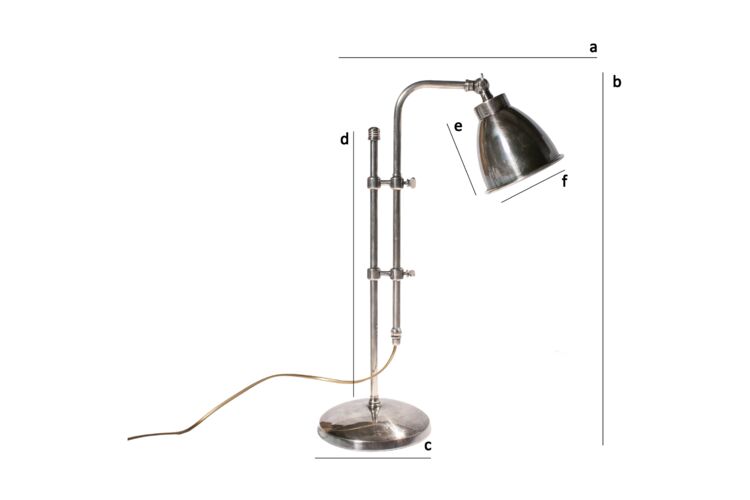 Produktdimensionen Schiebelampe aus versilbertem Messing Gemet