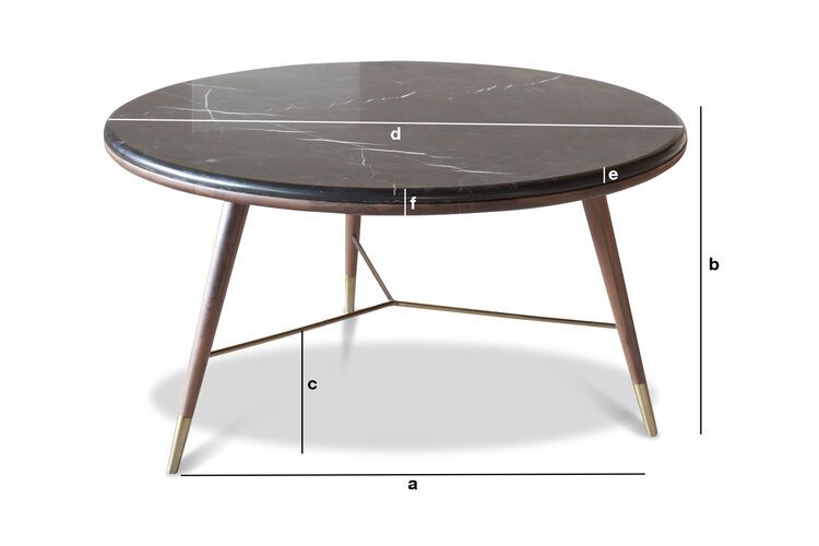 Produktdimensionen Schwarzer Marmor-Couchtisch Sivart