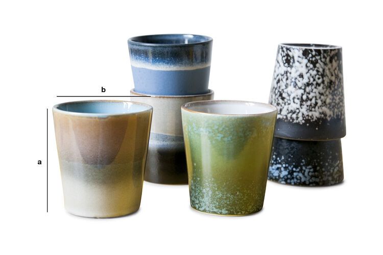 Produktdimensionen Sechs Keramik Kaffeetassen