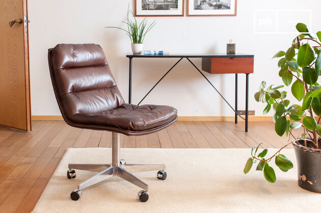 Sedia da ufficio in pelle marrone Breunor