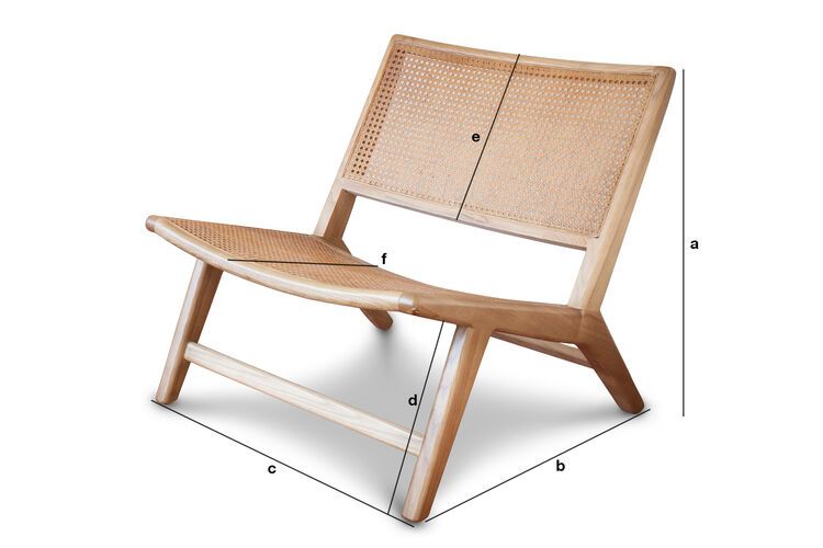 Produktdimensionen Sessel aus Naturrohr Thisted