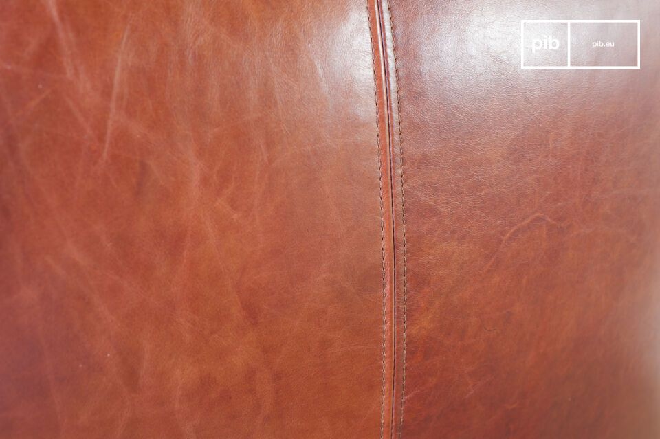 Die Ästhetik dieses Sessels ist vintage aufgrund seiner rot-braunen Lederfarbe