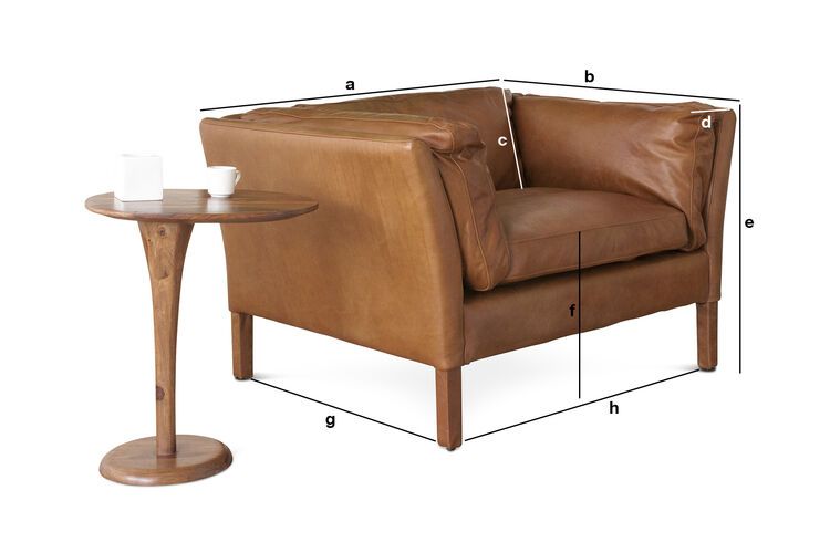 Produktdimensionen Sessel aus Kamel-Leder Hamar