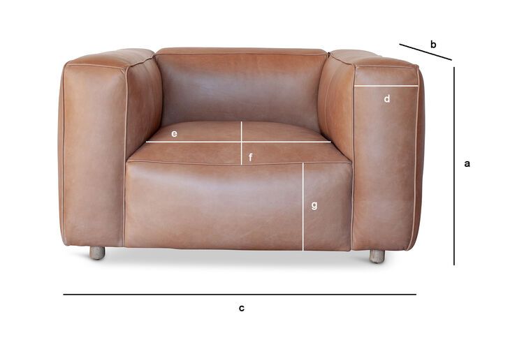 Produktdimensionen Sessel aus Kamel-Leder Krieger
