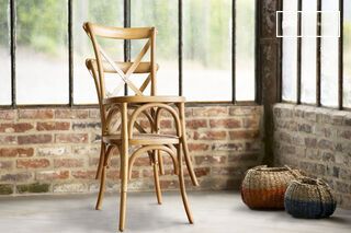 Set of 2 natural finish stackable chairs