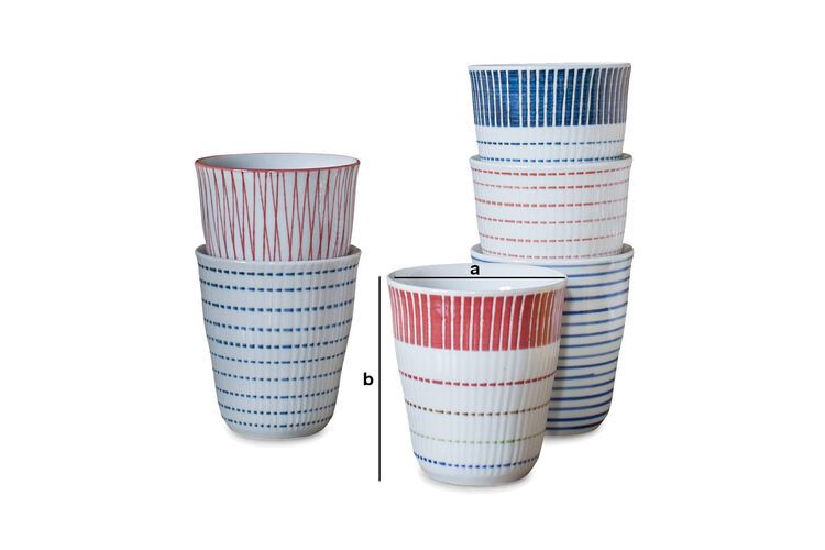 Product Dimensions Set of 6 porcelain cups Grite