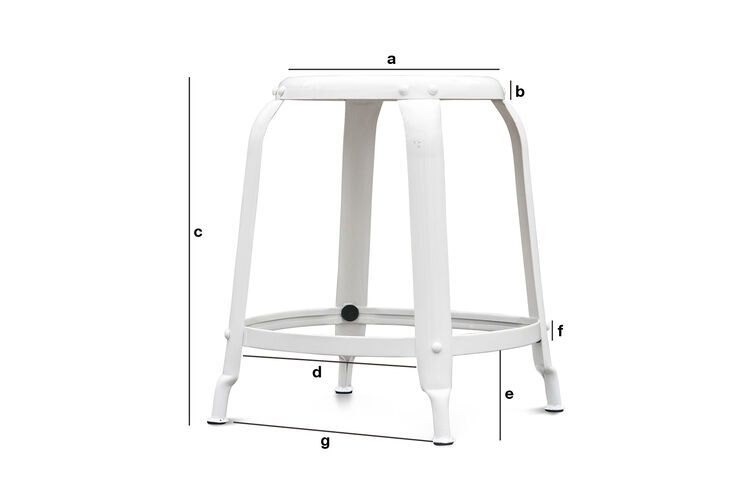 Dimensioni del prodotto Sgabello da studio con chiodi bianchi
