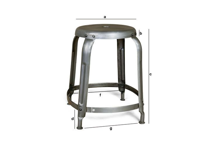 Dimensioni del prodotto Sgabello Industrial con rivetti
