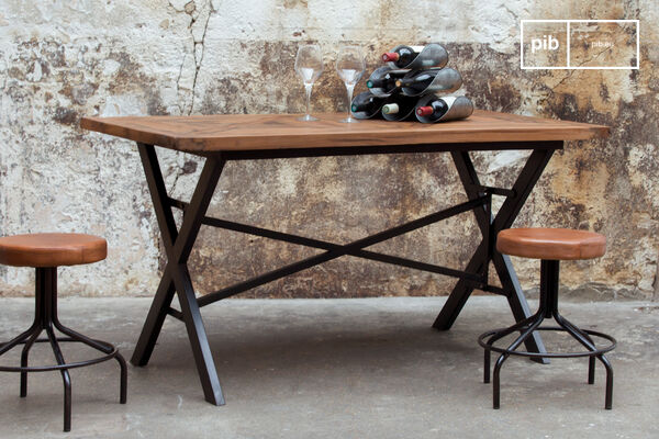 The stool has an elegant industrial style.