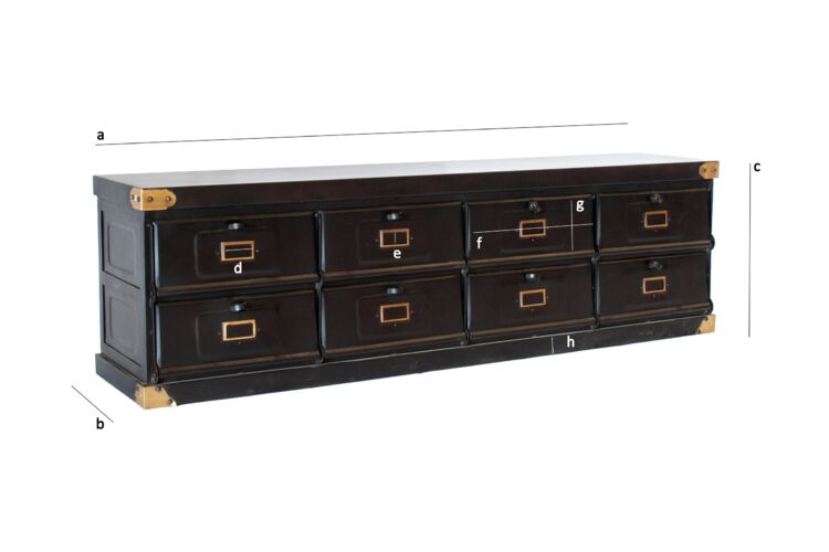 Produktdimensionen Sideboard aus Metall 8 Klappen Boston