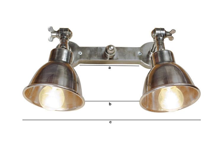 Produktdimensionen Doppelte silberne Metall-Wandleuchte Bistrot