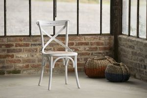 Silla de bistró de madera blanca Pampelune