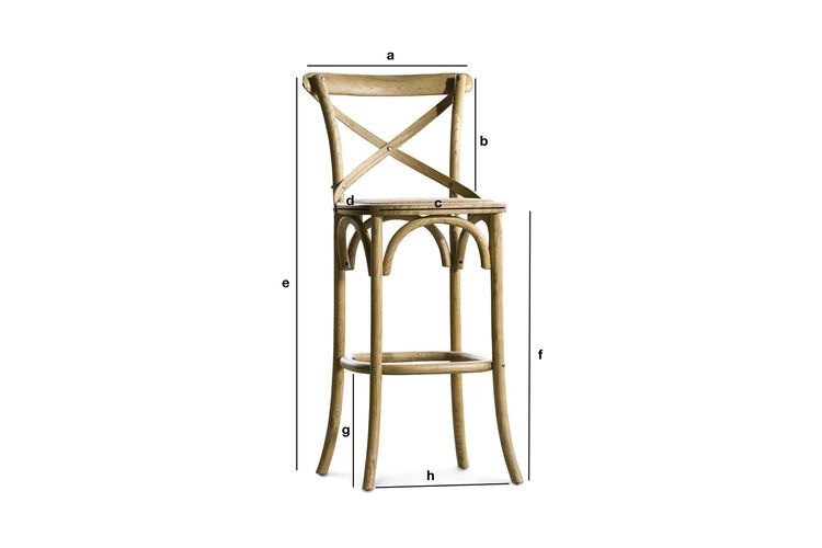 Dimensiones del producto Silla de bar de madera con acabado natural Pampelune