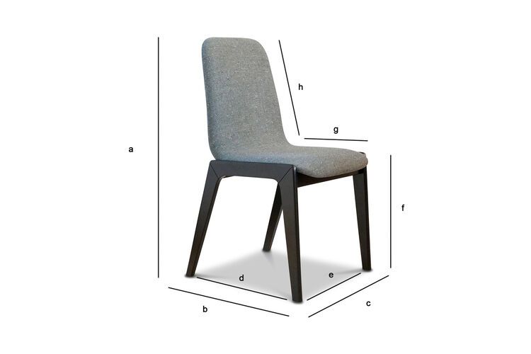 Dimensiones del producto Silla de madera negra y tela de sal y pimienta Estella